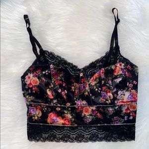 Velvet Floral Bralette crop festival tank unpadded